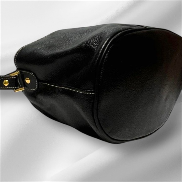 Dunhill Vintage Black Leather Drawstring Bucket Bag Gold Hardware - Picture 6 of 12